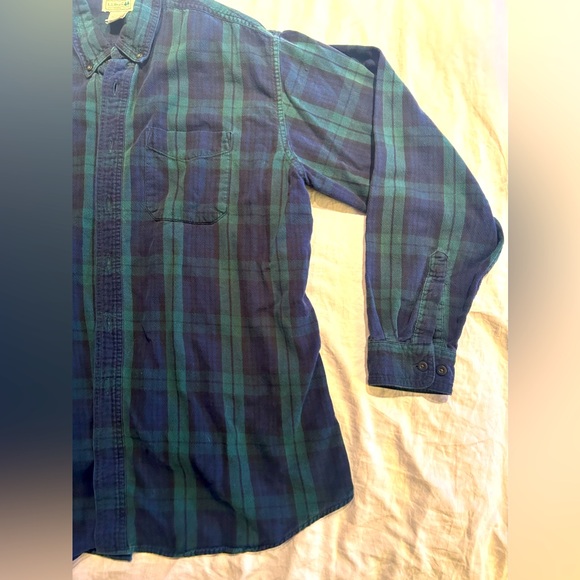 LL Bean Traditional Fit 90’s Vintage Flannel Shirt Plaid Green Blue Mens Size XL - Picture 3 of 6